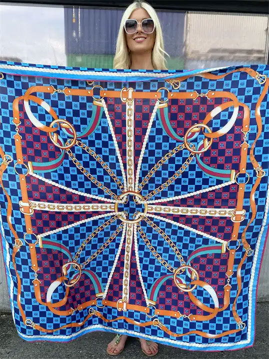 Janina - Mønstret tørklæde i silke